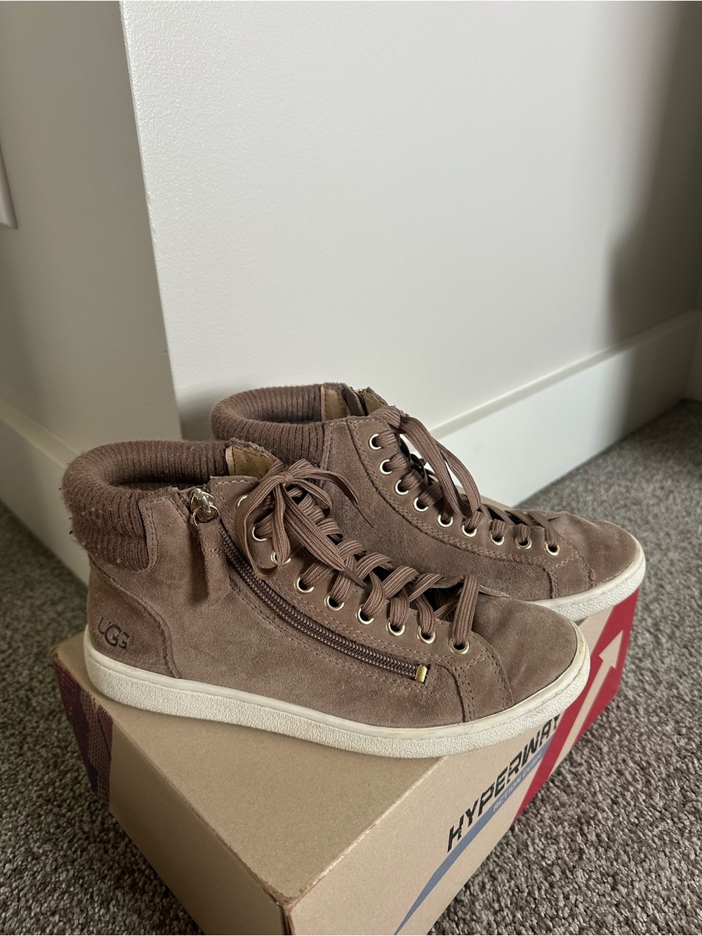 UGG Taupe Suede High-Top Sneakers